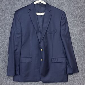 Lauren Ralph Lauren Blazer Mens 46R Navy Wool Gold Buttons 2 Button Sport Coat